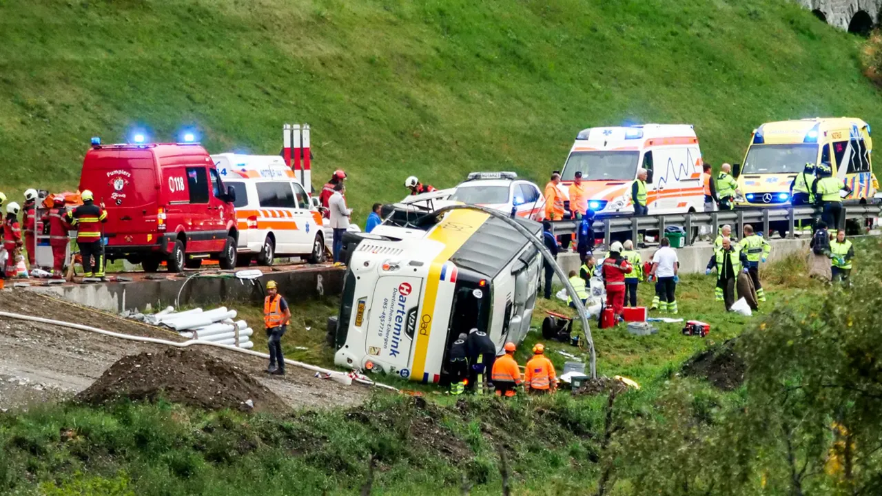Coach Carrying 48 Dutch Tourists Overturns in Swiss Alps, Several Dead