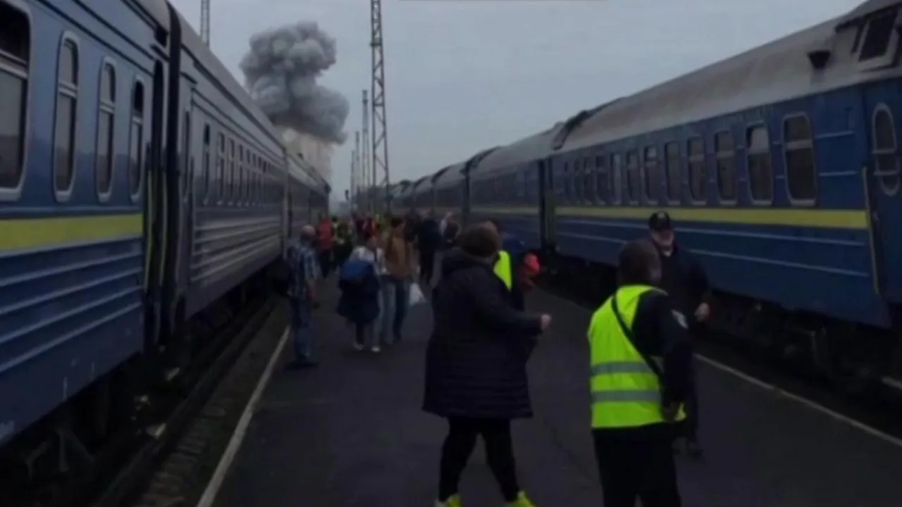 Russian Drone Strikes Train Near Poland Border Shortly After Boris Johnson and European Officials Pa