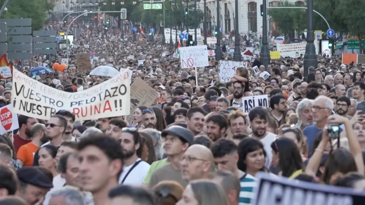 Tens of Thousands March in Madrid Over Housing Crisis After Elderly Woman's Eviction